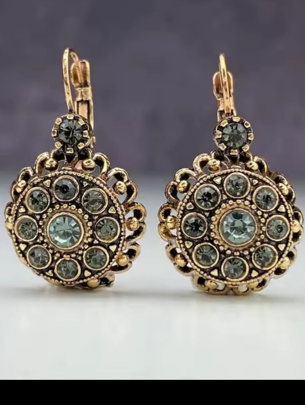 Vintage Elegant Flower Zircon Hook Earrings